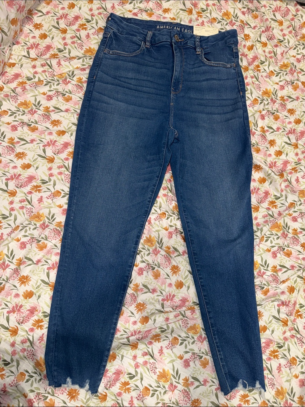 American Eagle Outfitters Dark Blue High-Rise Ankle Jeans